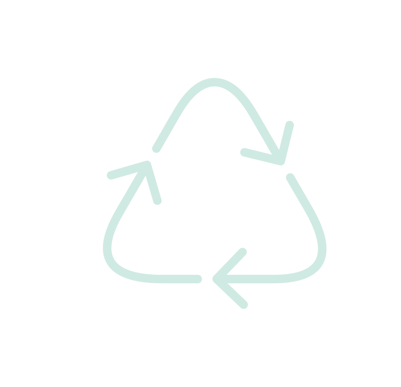 Light green recycling symbol on a black background.