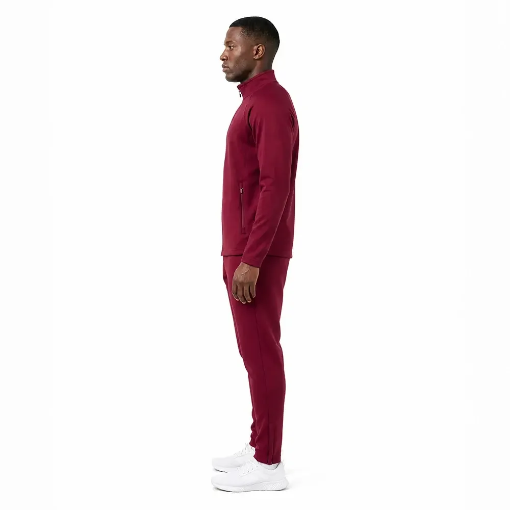 side view of a male virtual model wearing a tracksuit