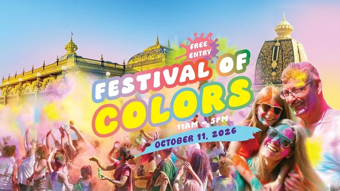 The Festival of Colors RETURNS! 🦚🎆

This Sunday October 11 from 11am-5pm join Prabhupada's Palace of Gold for live music, color throws, yogs, Indian cuisine and tours inside the Palace. Don't miss this fun cultural celebration! Check the link in ou
