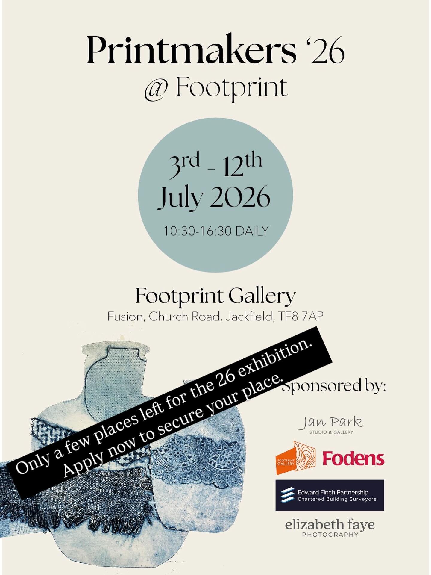Last few places available for the Printmaker 26 exhibition at @footprint_gallery_jackfield over 3/4 of places self in the first week. Apply now! 
#printmakersexhibition 
#footprintgalleryjackfield 
#printmakingartist