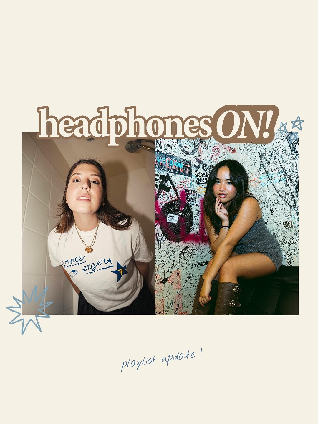 so our most loved playlist the indie edition has had a little rebrand, welcome to headphones ON! (in the words of the great addison rae) new name, new cover, same great playlist, we&rsquo;ve added a bunch of gems for you 🫡

cover @megannvillareal @g