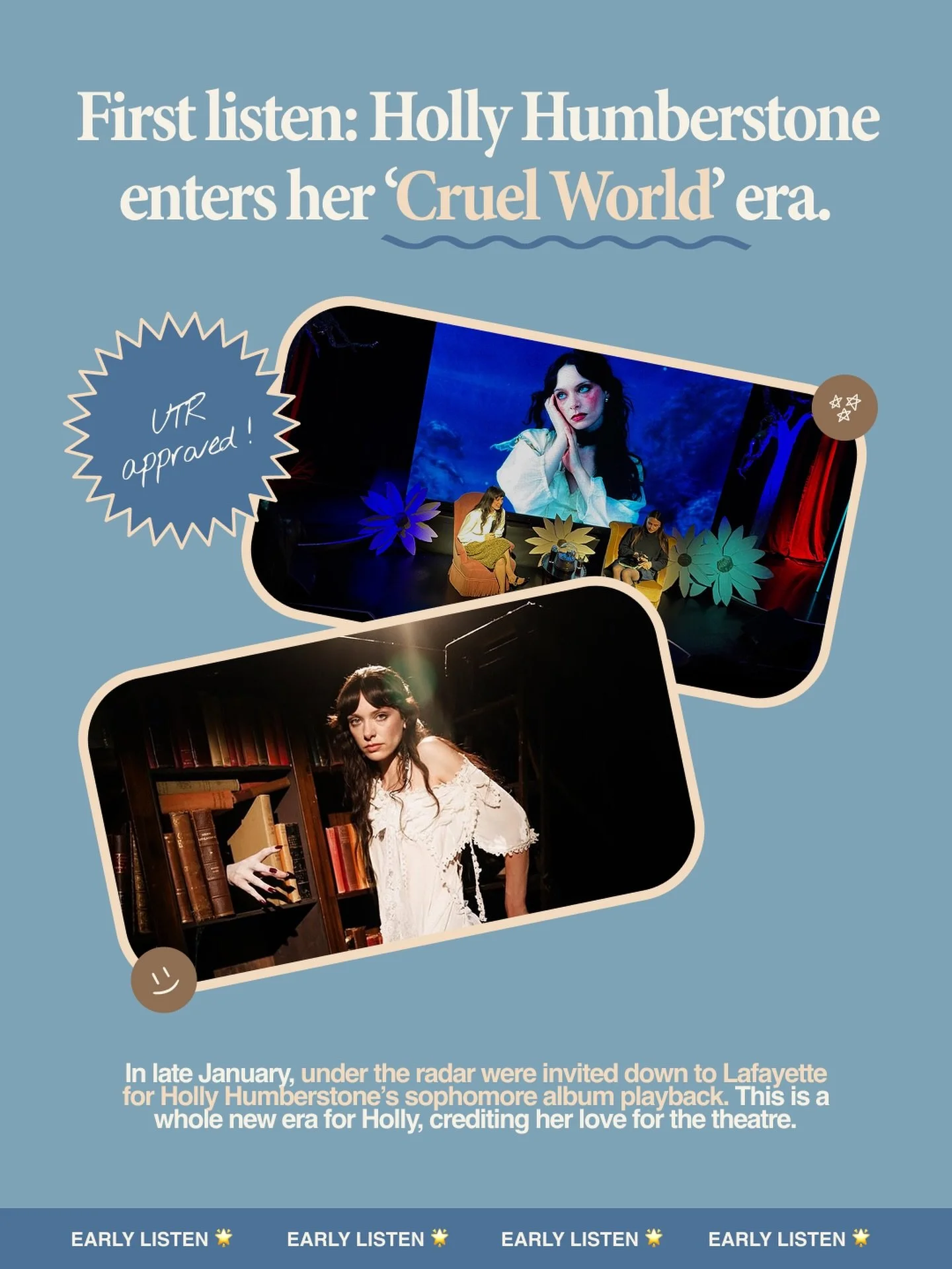 during the end of last month, we were invited down to an early playback of @hollyhumberstone&rsquo;s brand new album coming April, and it&rsquo;s safe to say we were blown away. Our number 2 ranked artist is really coming alive this new era, full fea