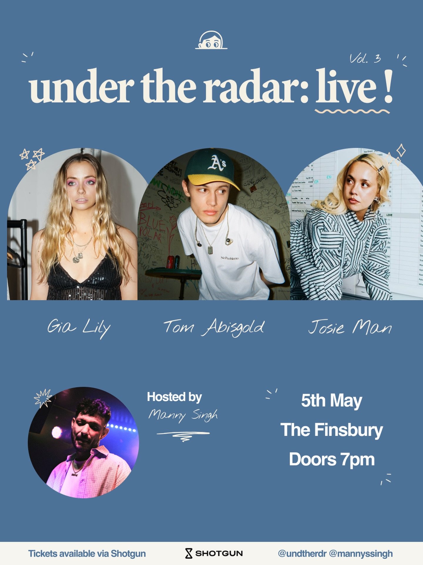 after a sold out night at the finsbury in march, we&rsquo;re running it back! 🗣️

this time we&rsquo;ve got @tomabisgold making serious noise in the scene right now, @gia.lily pure pop star in the making energy, and @agroovyboothang completely in he