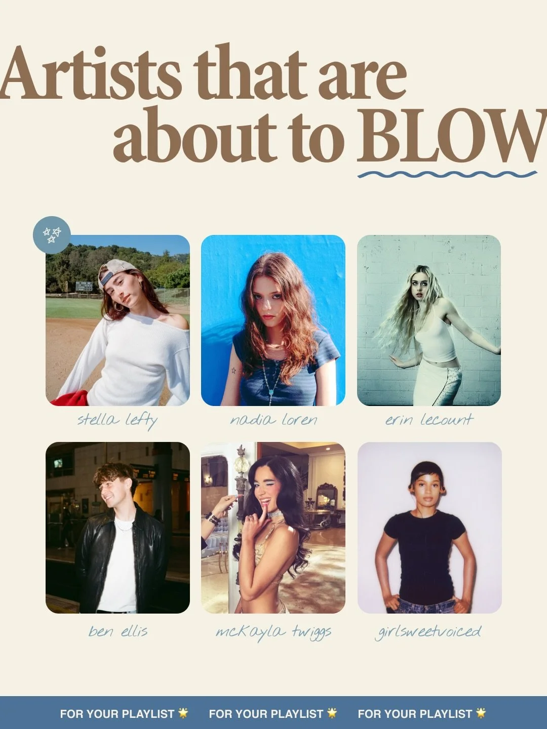 we&rsquo;ve just got a gut feeling that over the next couple months, these are the artists you should REALLY be keeping an eye on (and flex about the fact you knew them before the blow up) ;)

#newmusic #erinlecount #benellis #stellalefty #mckaylatwi
