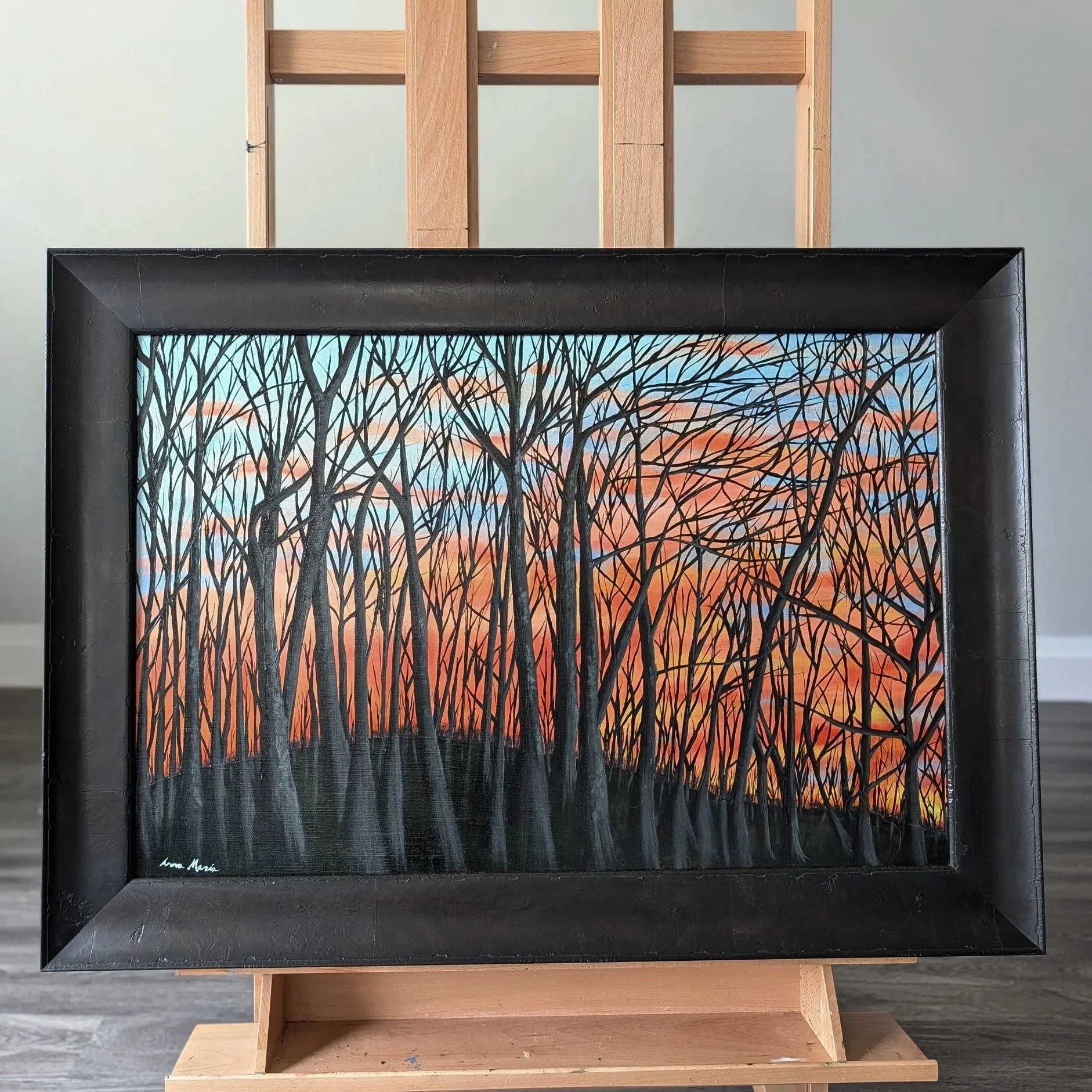 (Original oil painting)  A Winter Sunset from Penn's Woods