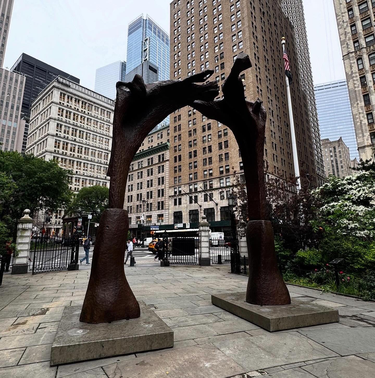 Thaddeus Mosley&rsquo;s immense bronze artworks (from originals sculpted in wood) presented by @publicartfund in City Hall Park NYC, castings by @uapcompany and installed by @4thstatellc