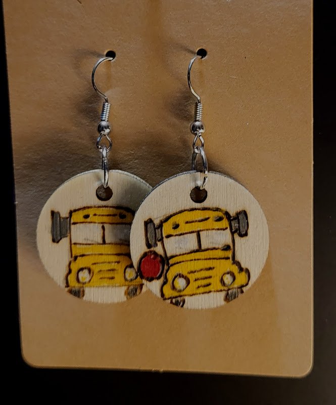 #151 school bus earrings