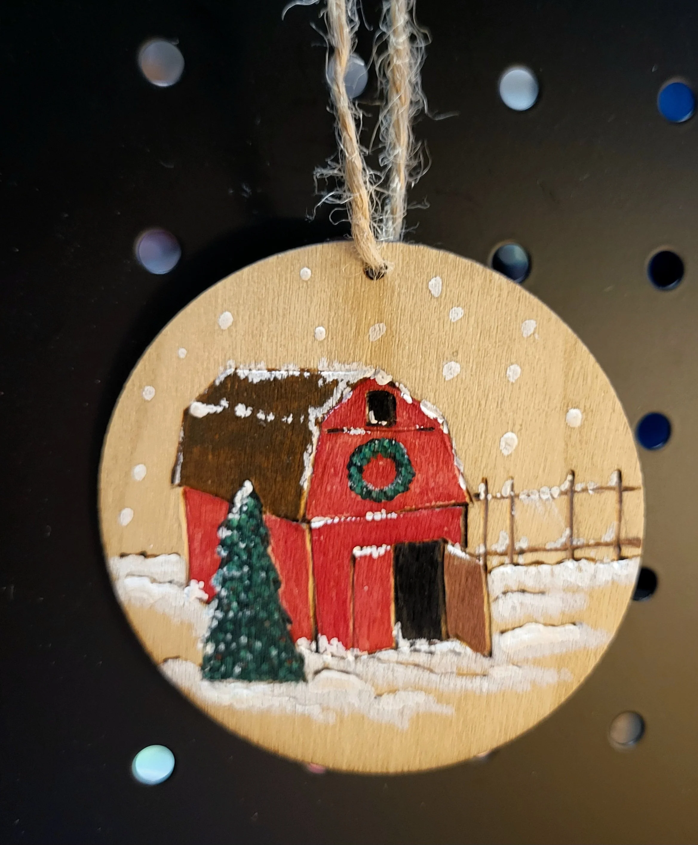 #58-red barn ornament