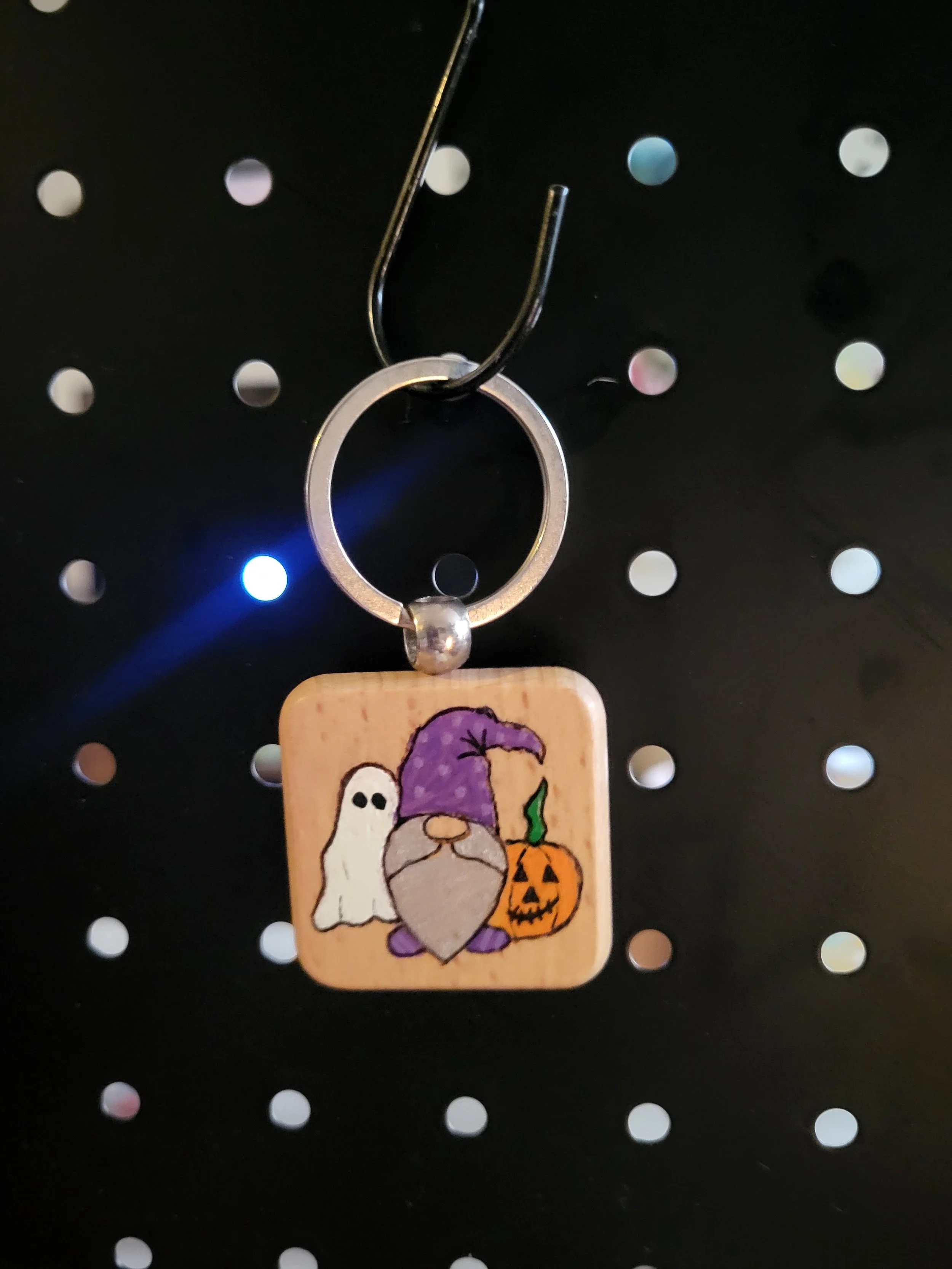 #610 purple gnome with ghost and pumpkin