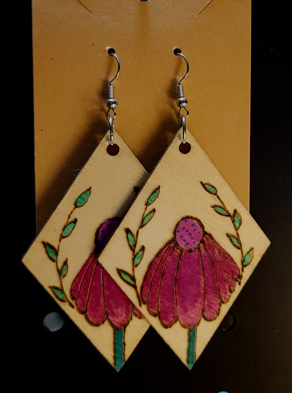 #163 cone flower earrings