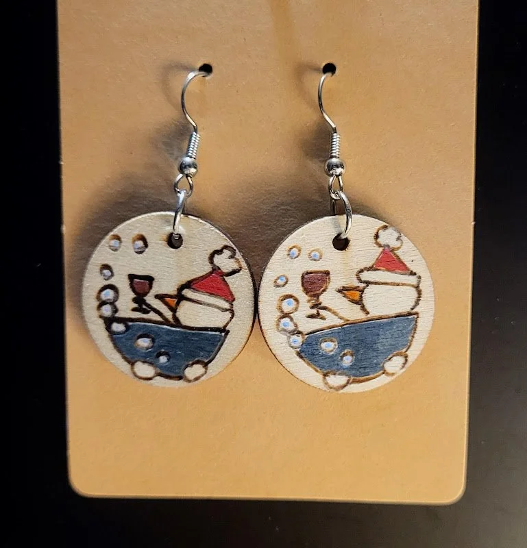 #110 snowman in tub with wine