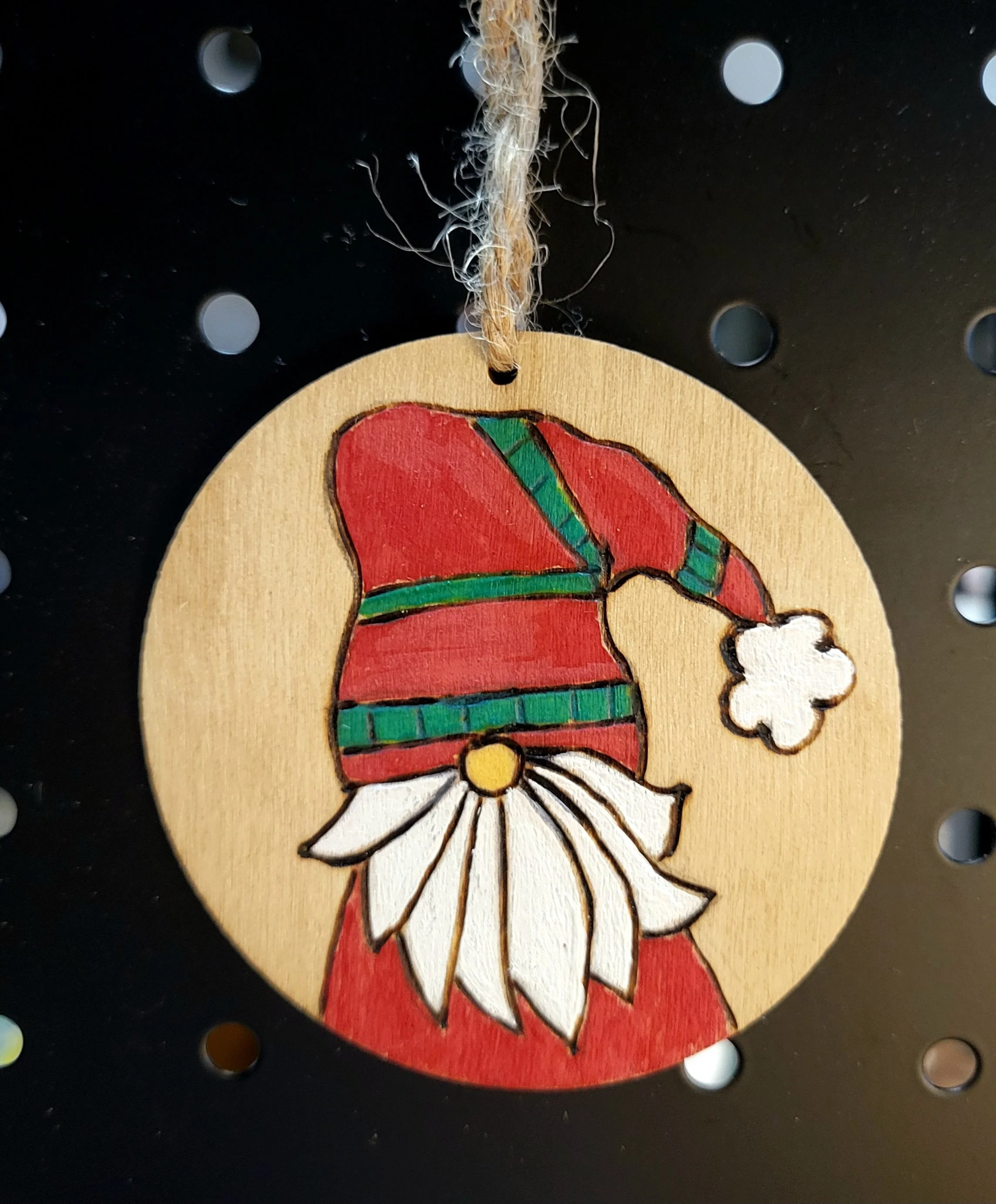 #65-santa gnome red and green hat ornament