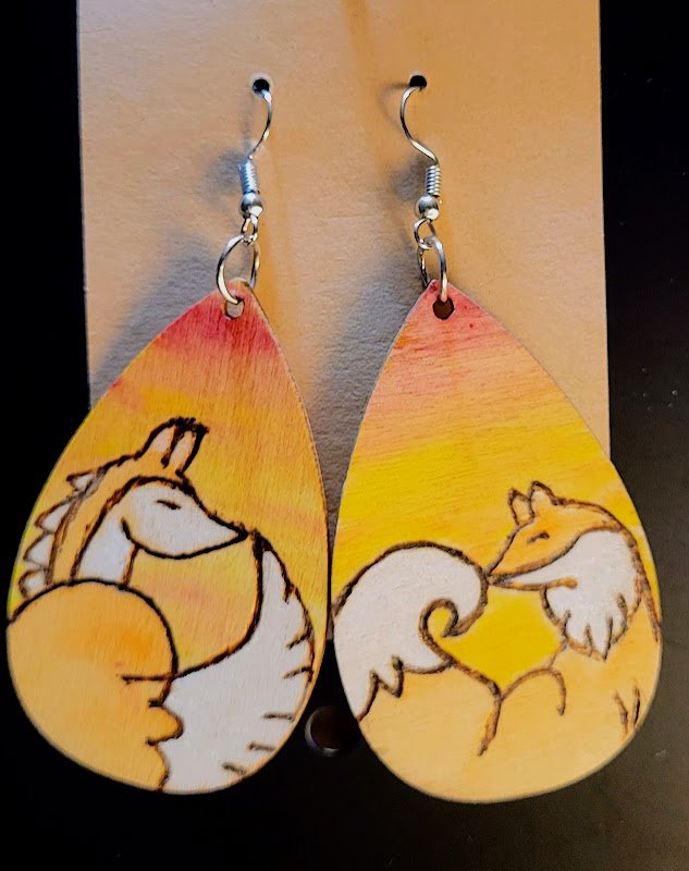 #188 colorful foxes earrings
