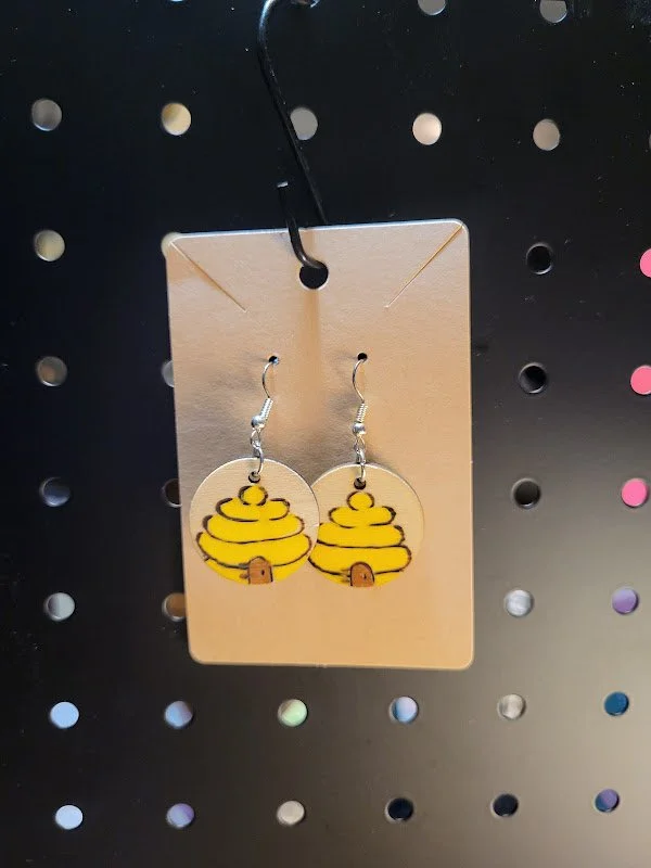 #153 bee hive earrings