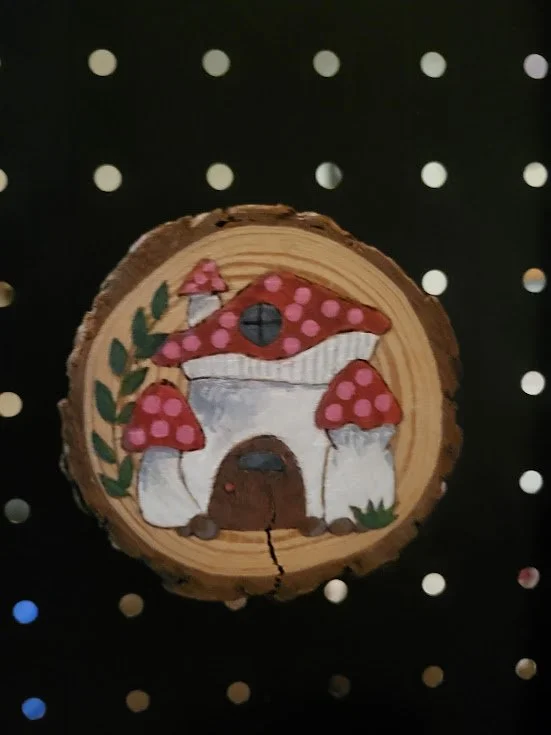 #97 mushroom house magnet
