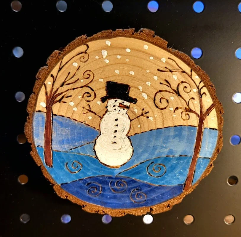 #45-SNOWMAN IN BLUE SNOW MAGNET