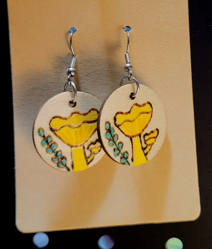#154 yellow mushroom earrings