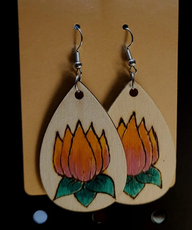 #150 waterlillies earrings