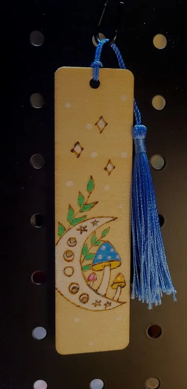 #201 moon phases with mushroom bookmark