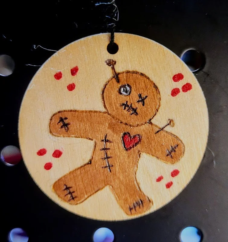#71 voodoo gingerbread man ornament