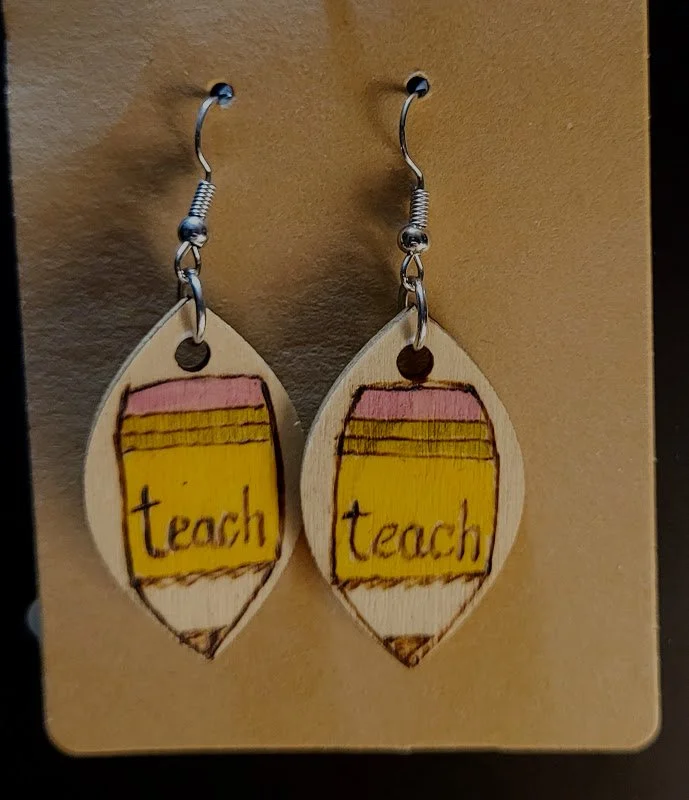 #140 pencil teach earrings