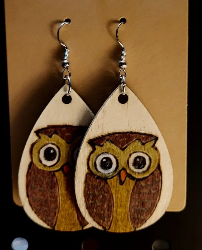 #128 owl 2 earrings