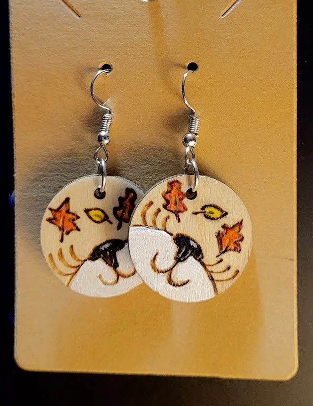 #160 cat nose with fall leaves