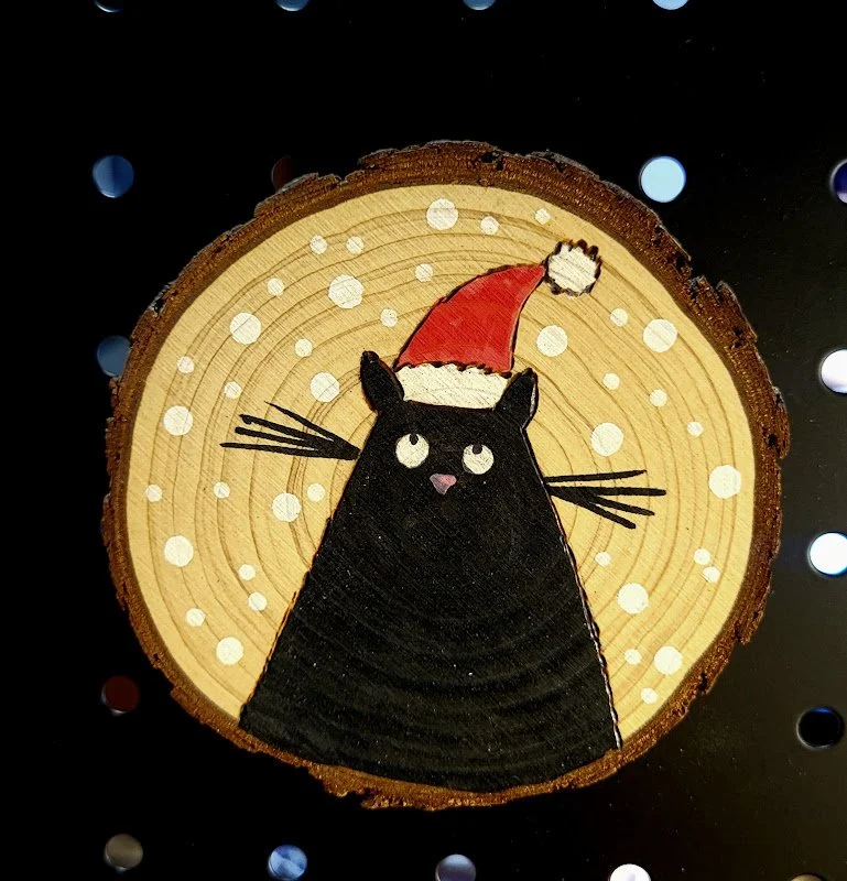 #12- BLACK CAT IN SANTA HAT MAGNET