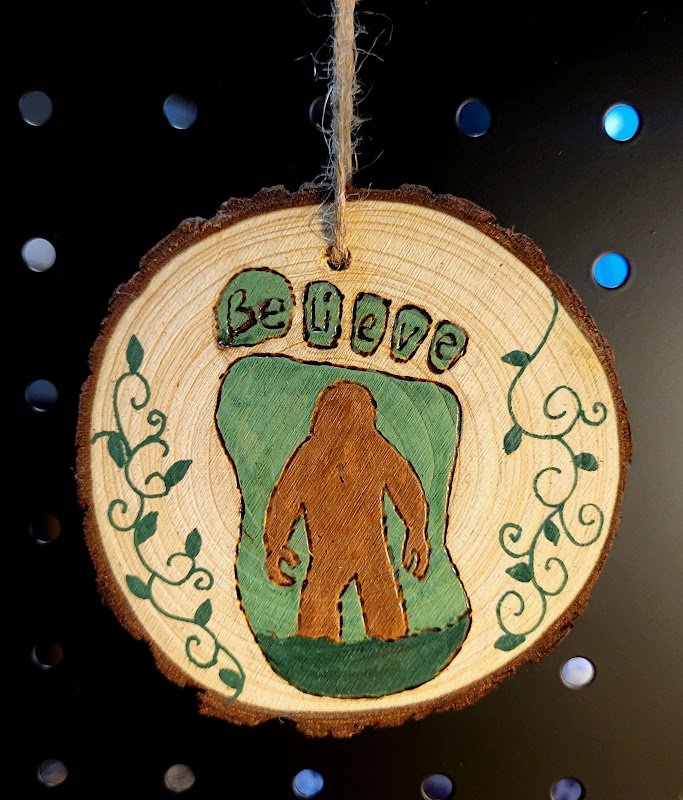 #10- BELIEVE SASQUATCH FOOTPRINT ORNAMENT