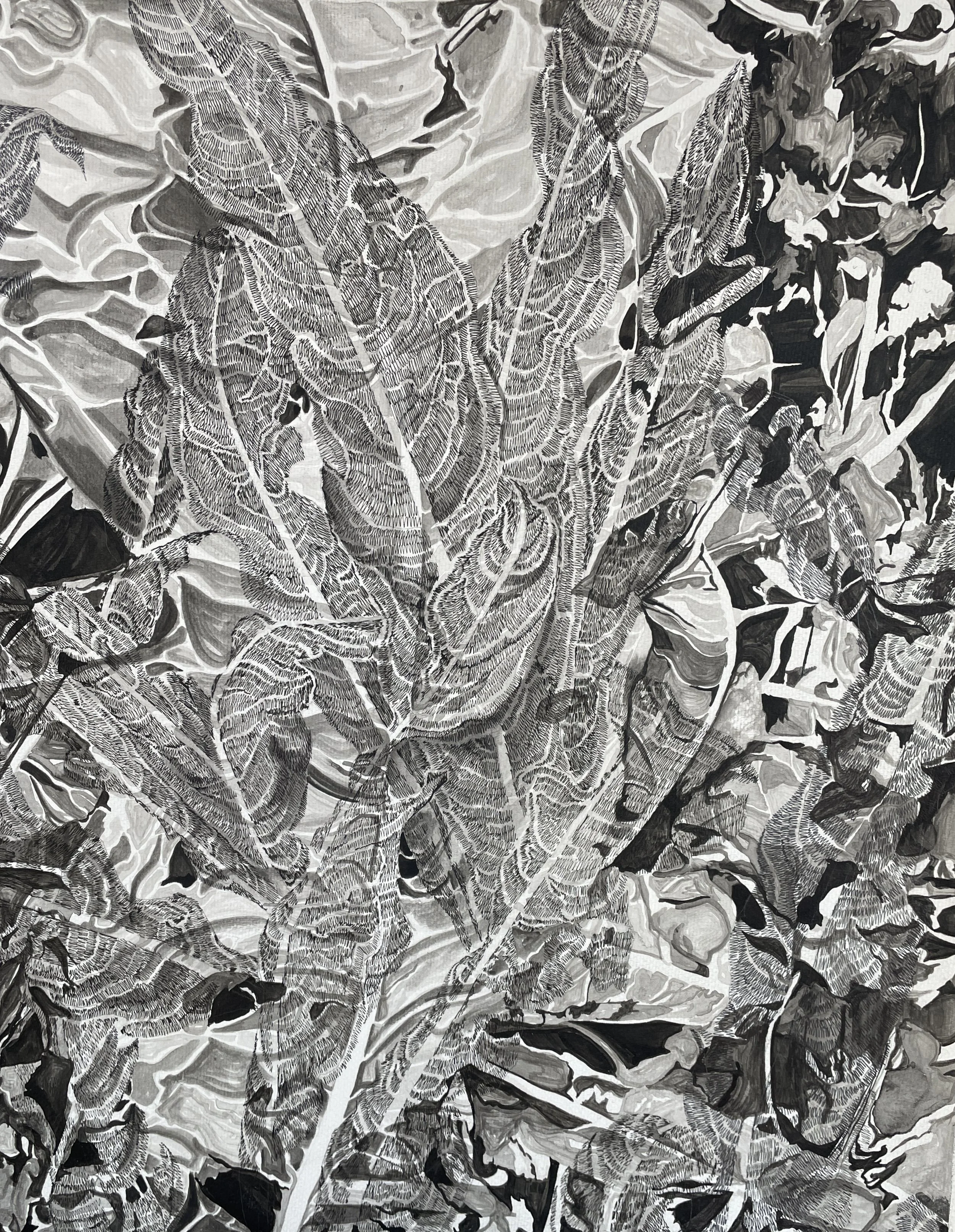 Modern Archive, 2023 
India Ink, Pen, and Watercolor on Paper. 
16" x 20"
