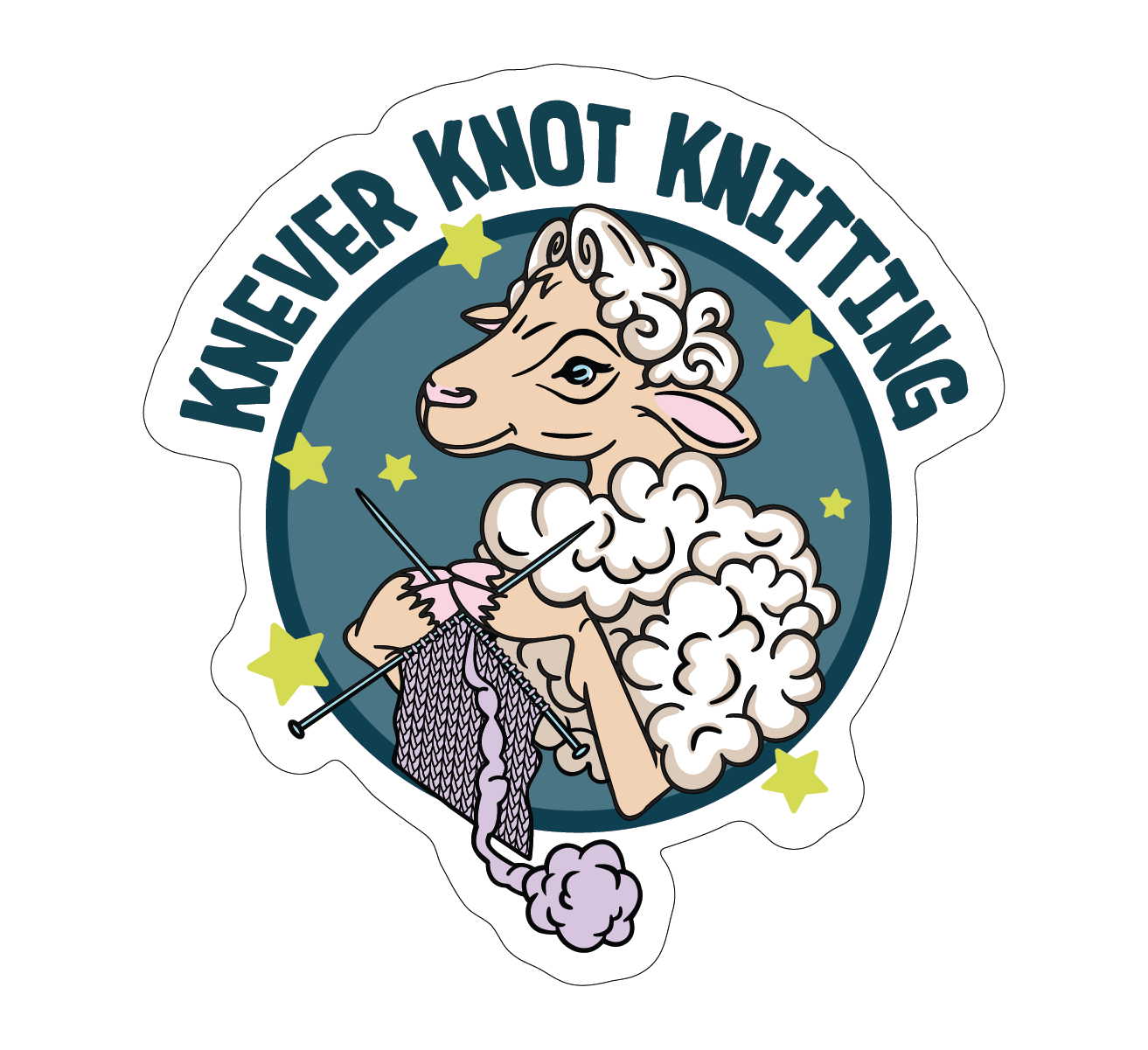 Knever Knot Knitting Sticker