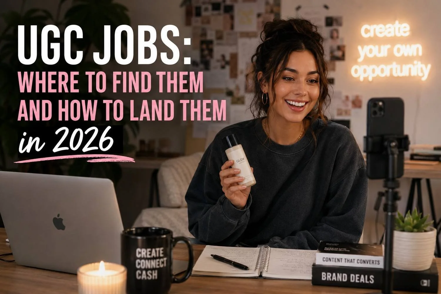 Creator filming a UGC video for a brand at home, one of many UGC jobs available in 2026