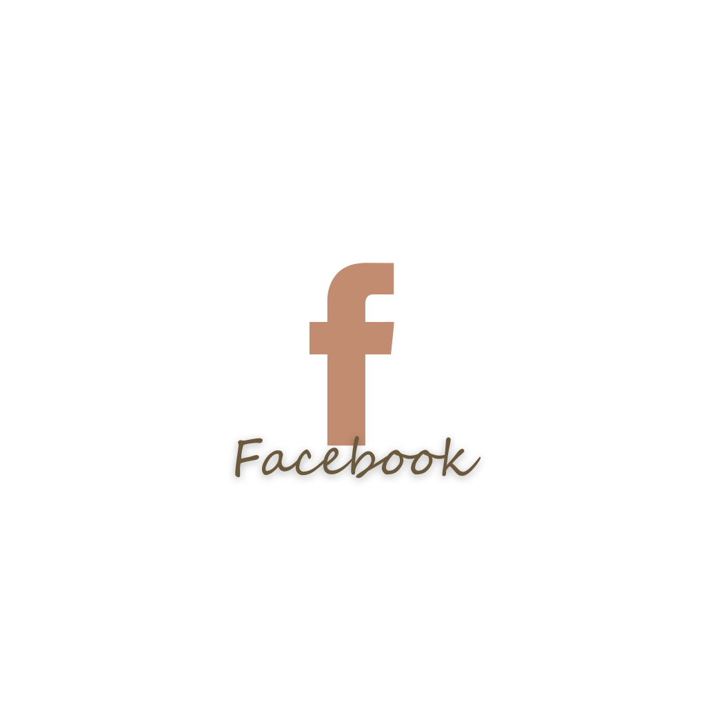 Stylized Facebook logo in brown on black background.