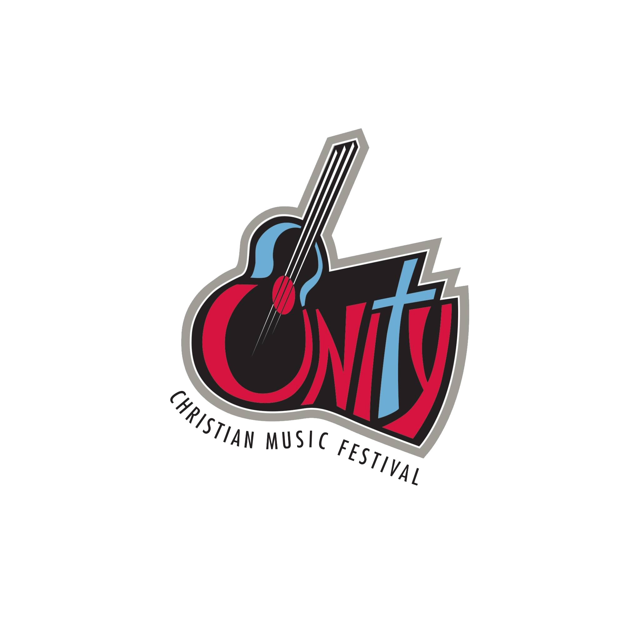 Logo for the Unity Christian Music Festival featuring a guitar