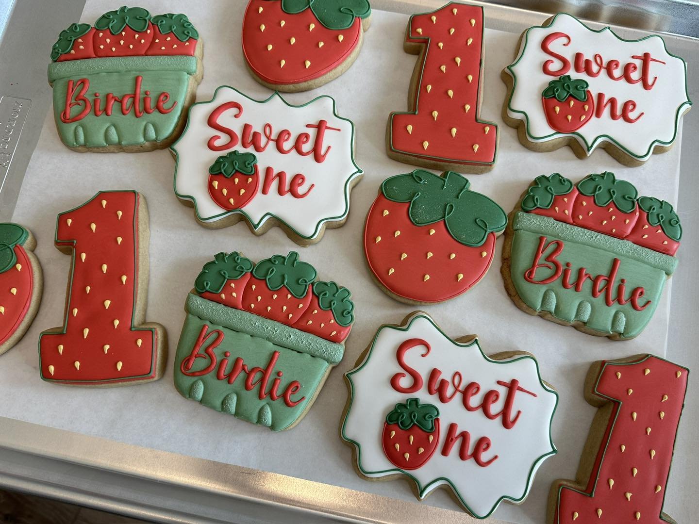 What an adorable theme for a “sweet” first birthday! #customcookies #cookies #birthdaycookies #Belton #Salado #Temple