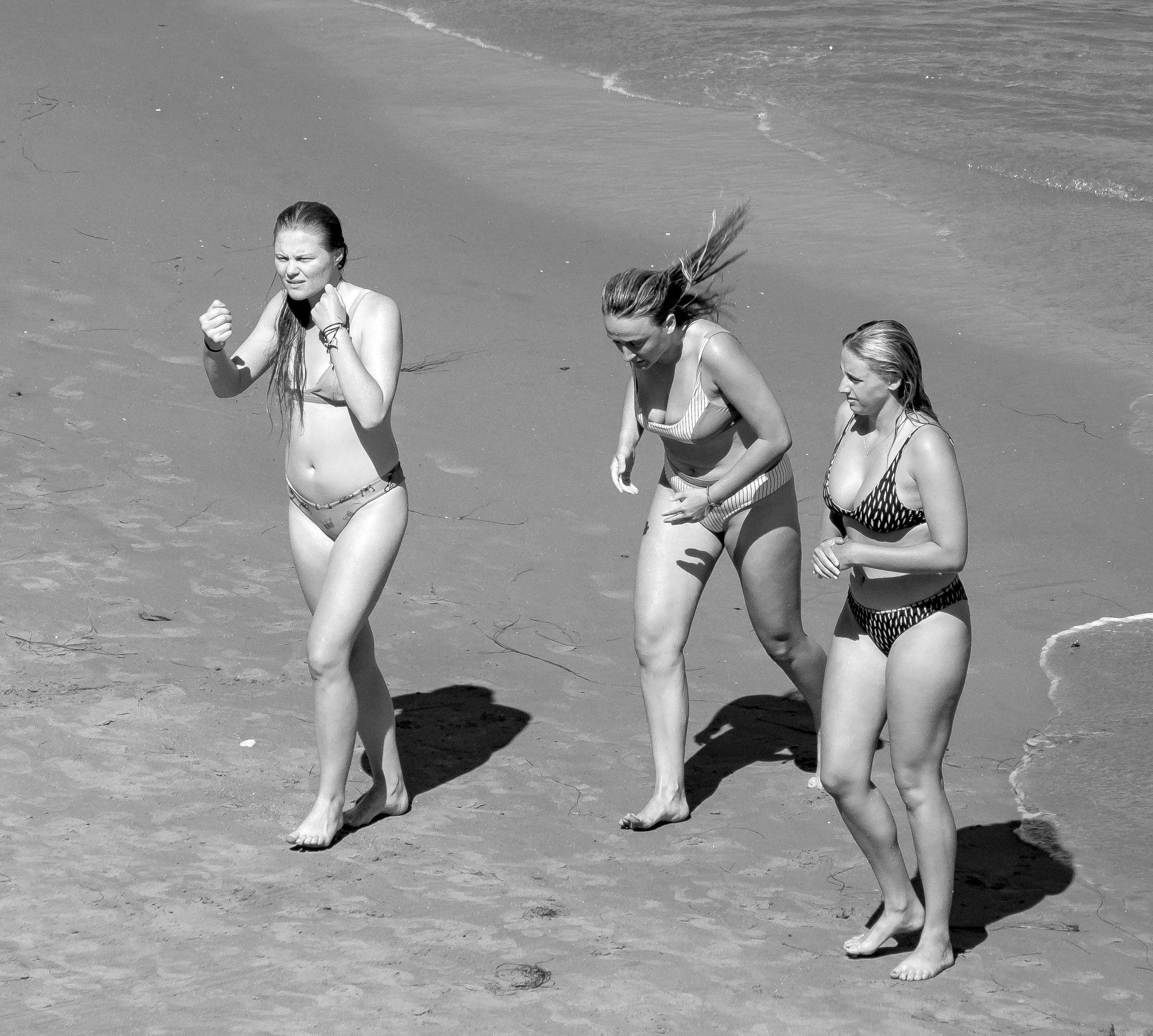 Women coming out of the water bnw.jpg