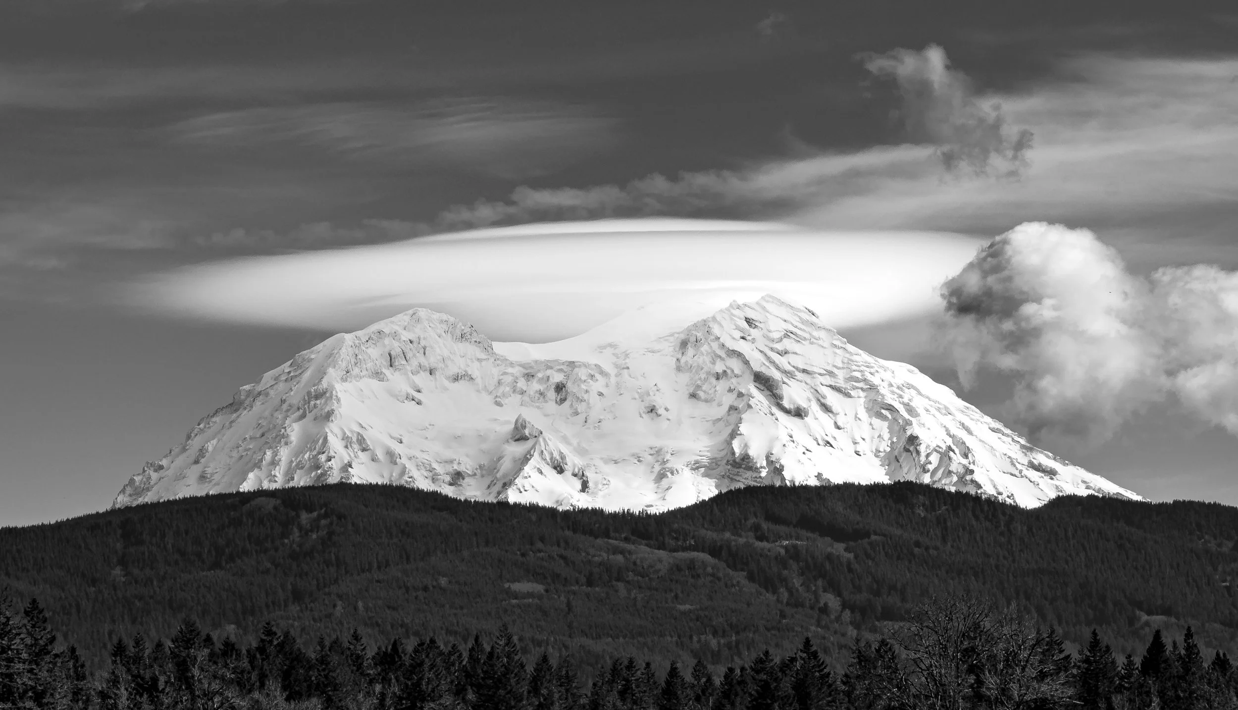 Mount Rainier from the train bnw.jpg