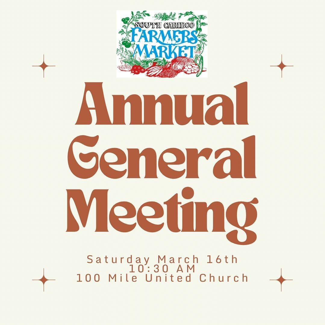 CORRECTION! THE PREVIOUS IMAGE HAD THE WRONG DATE! Correct AGM date is MARCH 16!
.
We would love to see you all at our AGM! 10:30 AM Saturday March 16th, at the 100 Mile United Church. Everyone is welcome!
.
.
.
.
.
.
#beautifulbc #southcariboofarmer