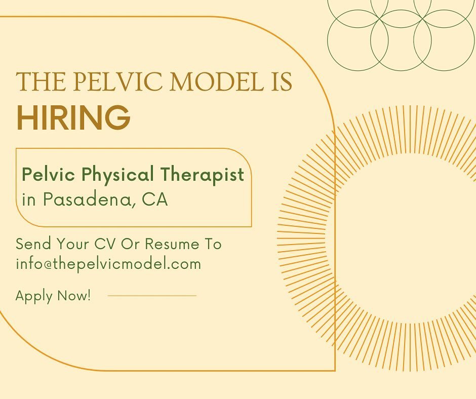 We are hiring

We&rsquo;re excited to announce that The Pelvic Model Physical Therapy team is ✨GROWING✨

We are looking for a pelvic floor physical therapist in Pasadena, CA. Here are the job highlights:

⭐️ Mentorship included
⭐️ Pelvic floor experi