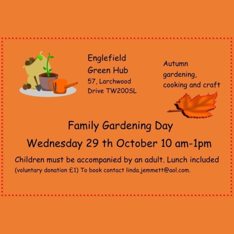 Out friends @thehubenglefieldgreen are hosting a family gardening day. Pop along with your little ones for lots of fun. 🌱