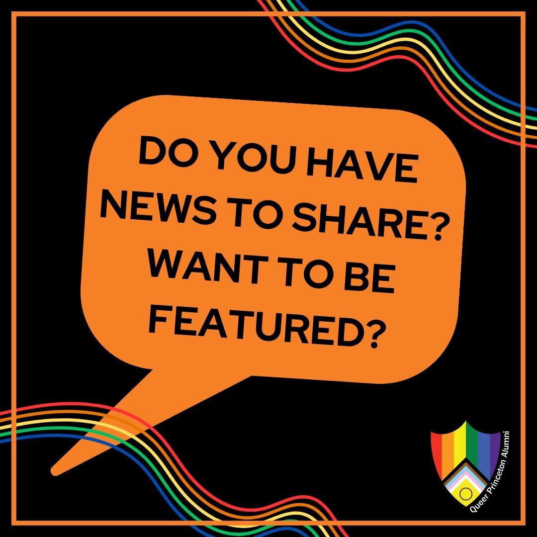 Are you a queer alum or do you know a queer alum who would like to be featured on our page? Or do you have an idea for a post we should make? We&rsquo;re eager to share your news and ideas! Head over to the link in bio to get in touch! ✏️