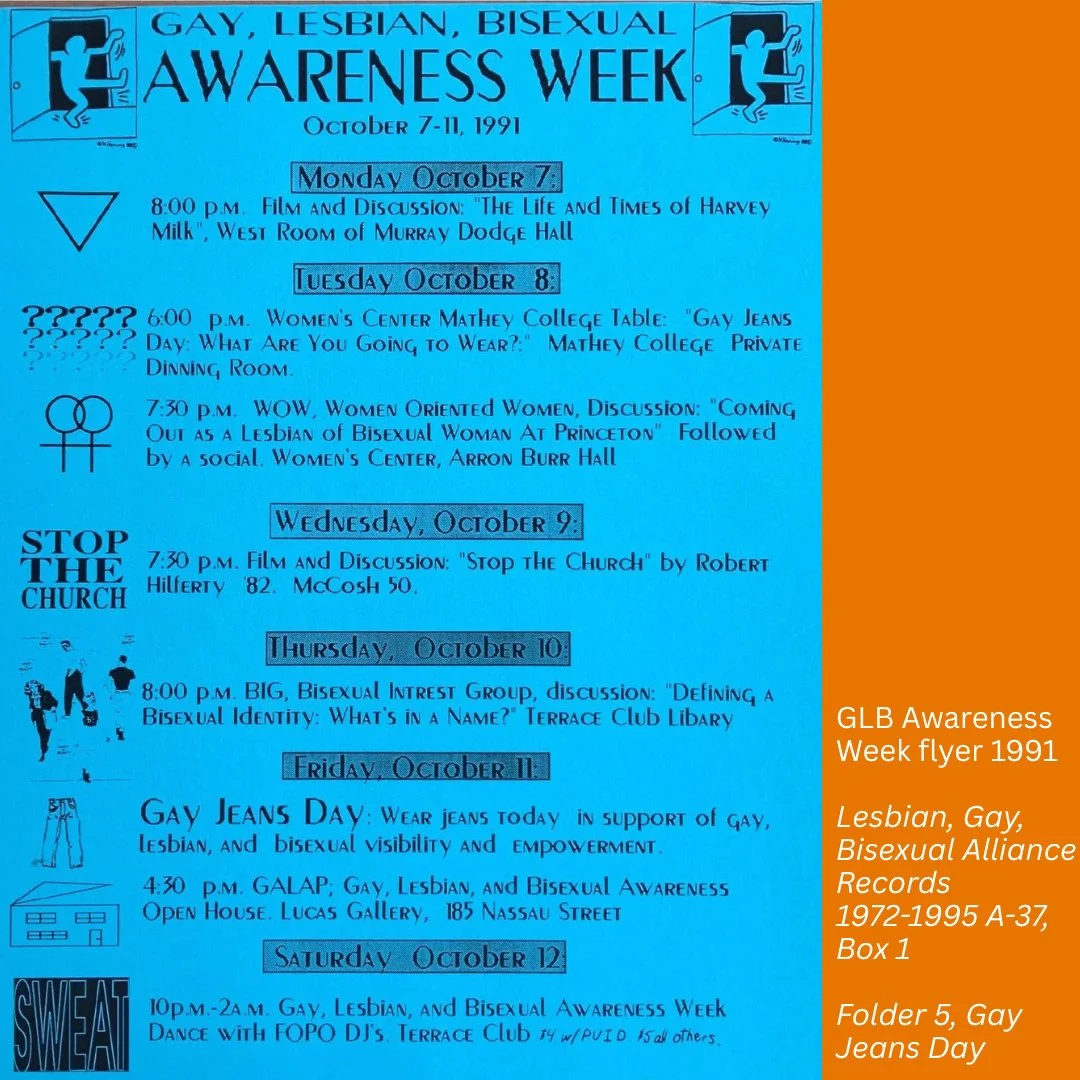 FROM THE ARCHIVES! On this day in 1991: Princeton&rsquo;s first Pride Week, coordinated by GALAP. They continued to hold Pride Weeks in the coming years. Today, the @princetongsrc continues this tradition with pride programming throughout the month o