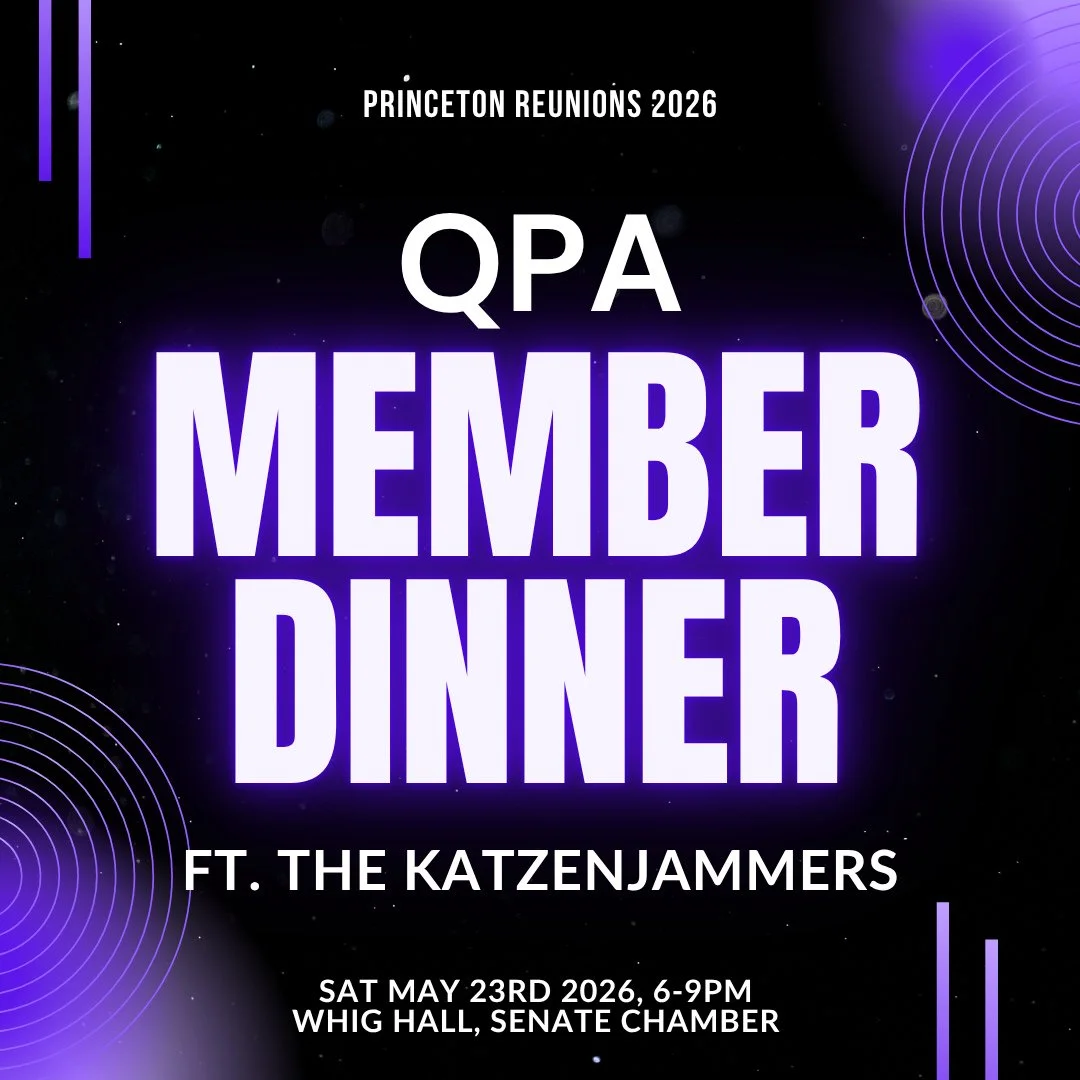 QPA MEMBER DINNER! 🐯⁠
⁠
Reunite with your fellow QPA members over dinner before the fireworks! Buffet dinner will be served. Members of Queer Princeton Alumni and their families are invited.⁠
⁠
We&rsquo;ll be serenaded through the 6:30 p.m. dinner-h