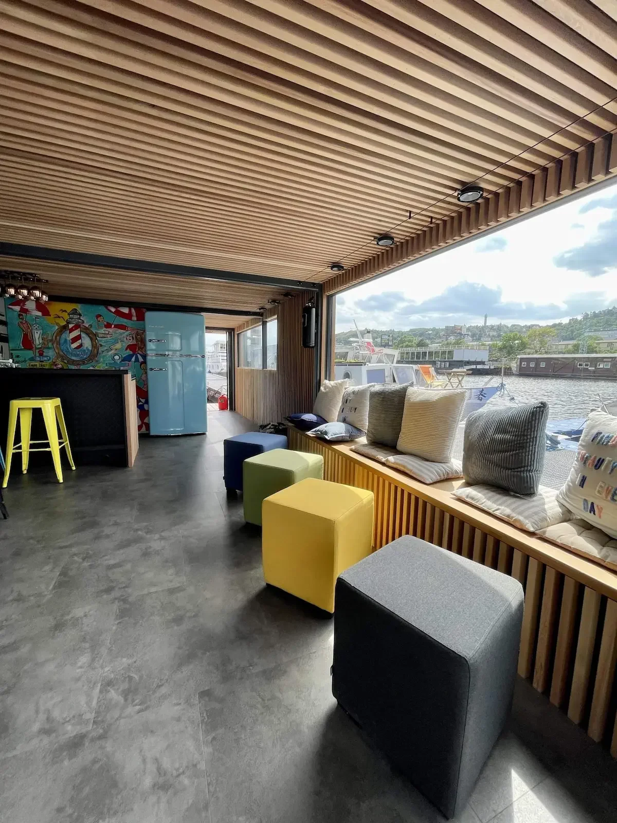 Stylish private boat interior in Prague for a hen party cruise experience