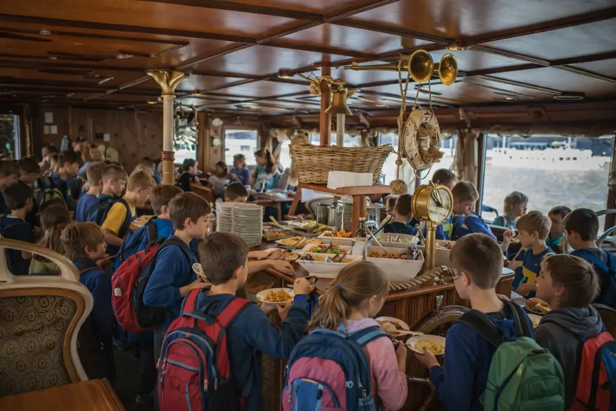 Prague river sightseeing cruise for school groups with views of the Vltava river and historic city center