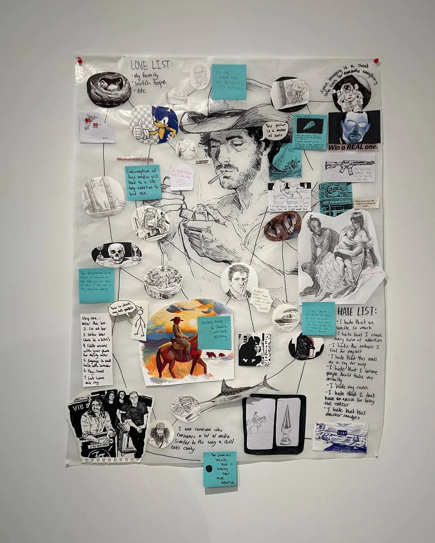 The Moron's Self Portrait - Mixed Media on Glassine