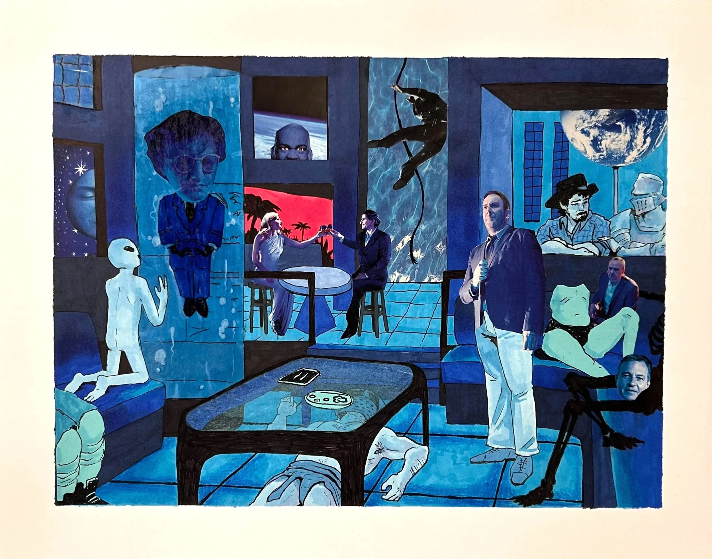 The Blue Room, 2026 - 11 x 14 inches, mixed media and collage on paper