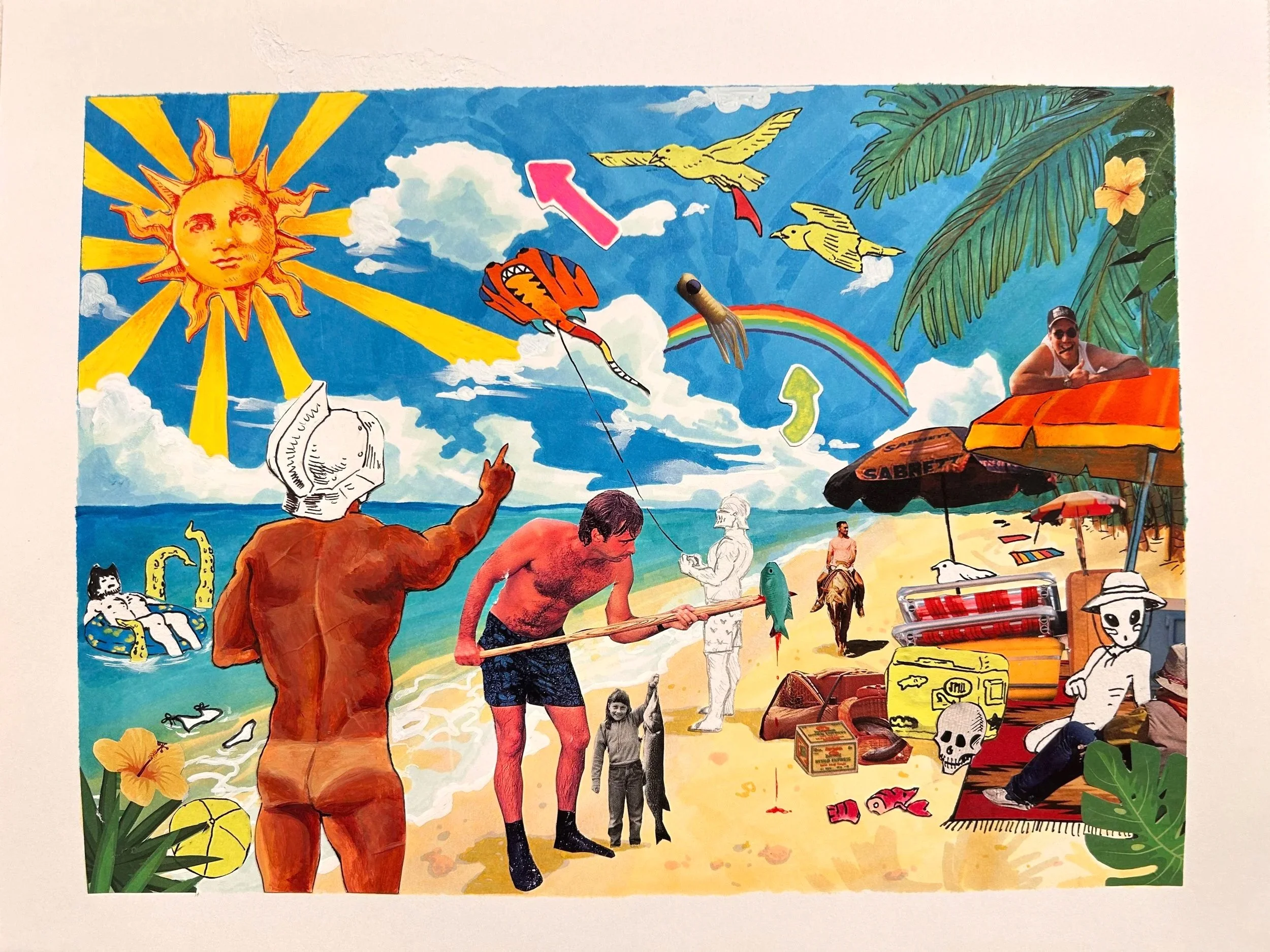 Bora Bora Island, 2026 - 11 x 14 inches, mixed media and collage on paper