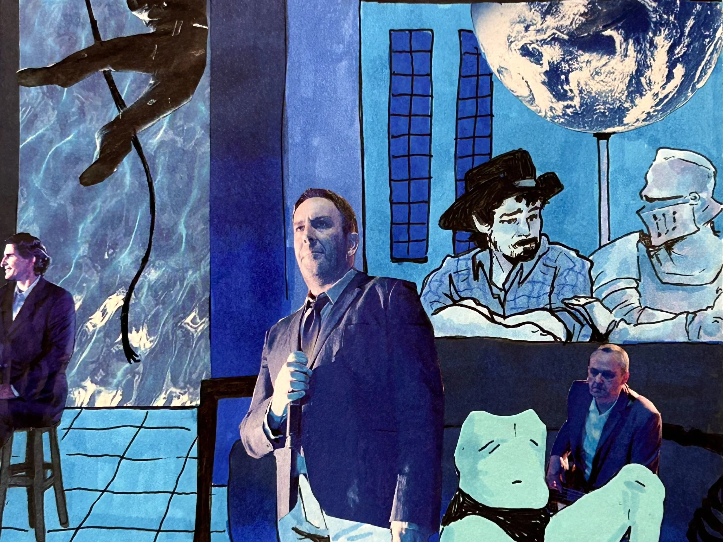 The Blue Room, 2026 - 11 x 14 inches, mixed media and collage on paper