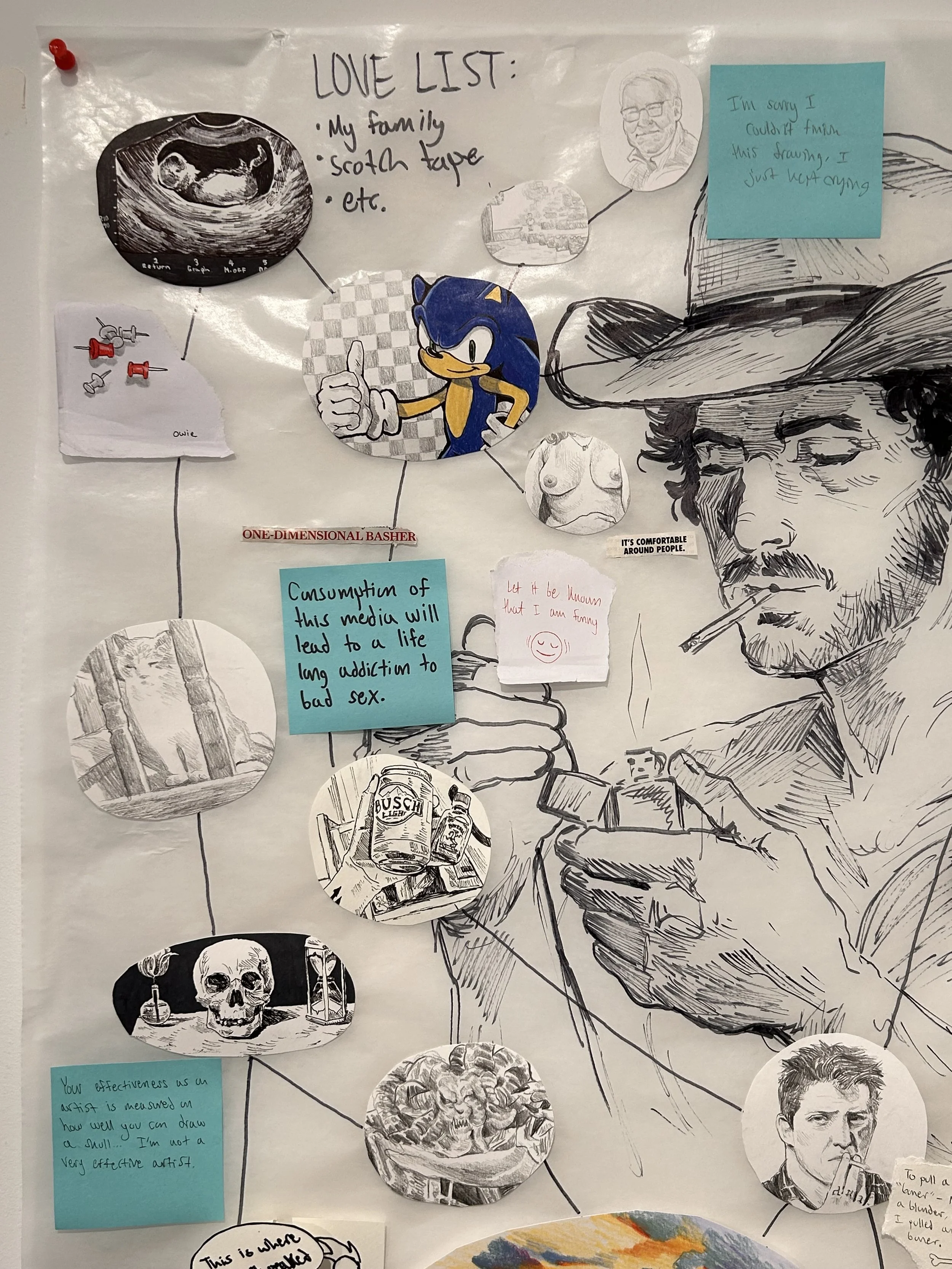 The Moron's Self Portrait - Mixed Media on Glassine